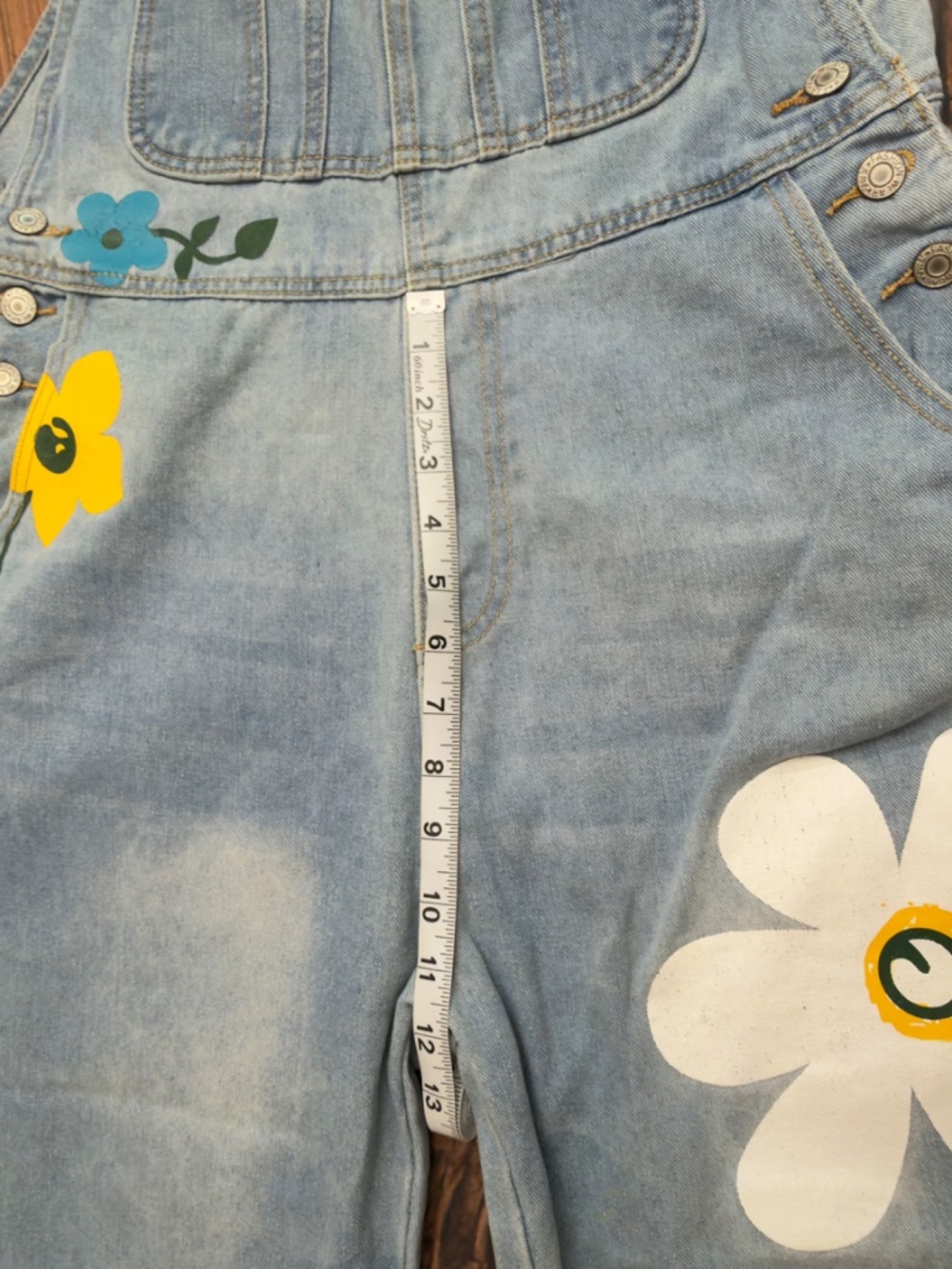 MISSLOOK Floral Denim Overalls Large Light Wash Straight Leg Y2K Cottagecore - Picture 11 of 16